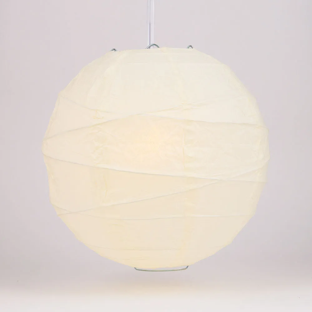 10" Beige / Ivory Round Paper Lantern, Crisscross Ribbing, Chinese Hanging Wedding & Party Decoration