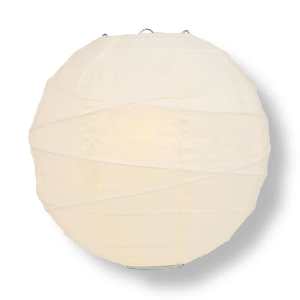 10" Beige / Ivory Round Paper Lantern, Crisscross Ribbing, Chinese Hanging Wedding & Party Decoration