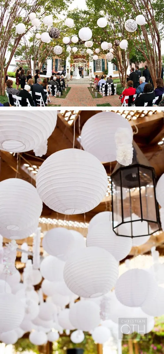 10" Beige / Ivory Round Paper Lantern, Crisscross Ribbing, Chinese Hanging Wedding & Party Decoration