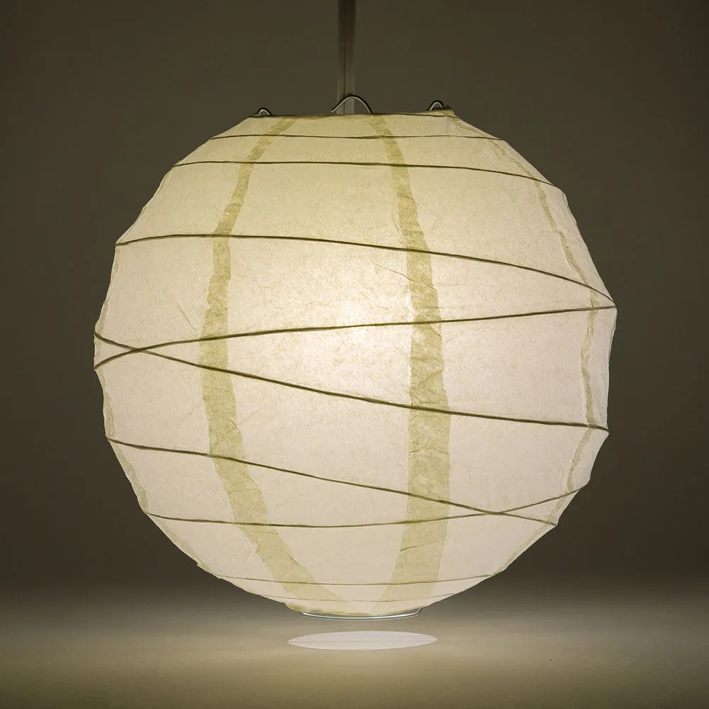 10" Beige / Ivory Round Paper Lantern, Crisscross Ribbing, Chinese Hanging Wedding & Party Decoration