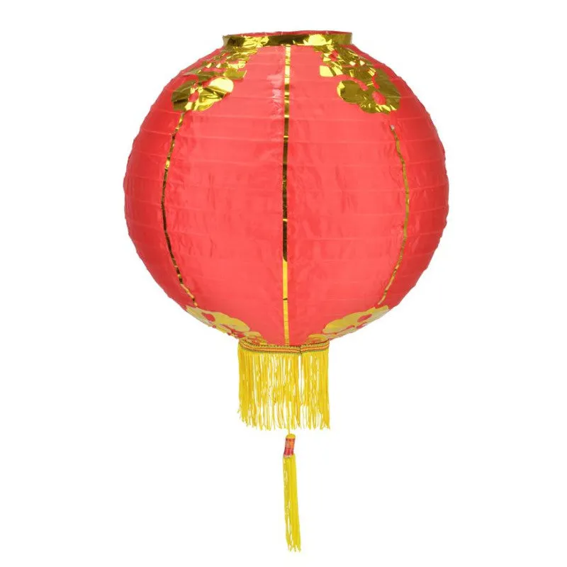 10" Red Traditional Nylon Chinese New Year Lantern w/Tassel