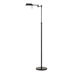 10W Led Adjustable Metal Floor Lamp With Swing Arm, Black By Benzara