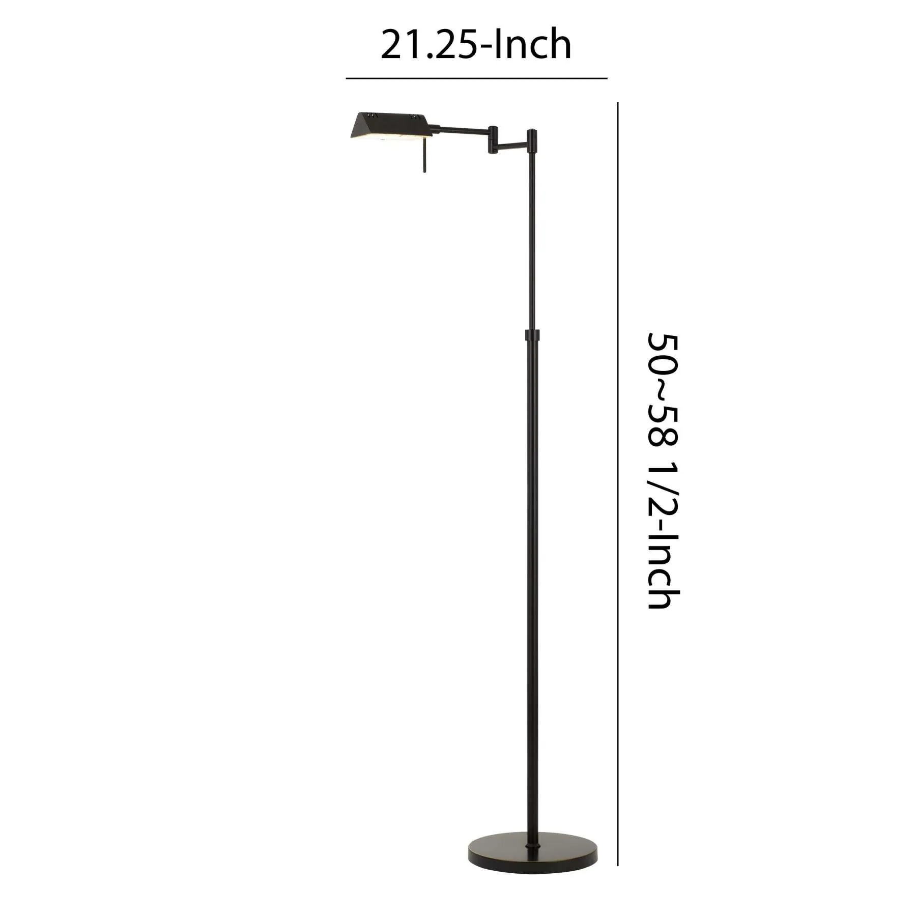 10W Led Adjustable Metal Floor Lamp With Swing Arm, Black By Benzara