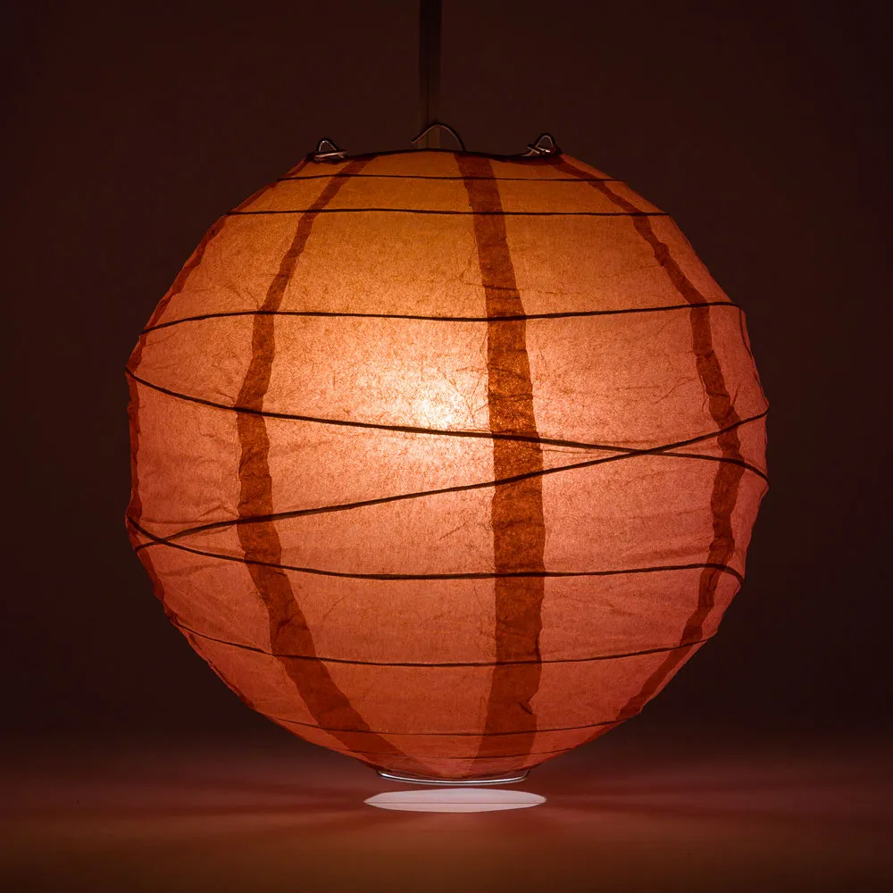 12" Marsala / Burgundy Wine Round Paper Lantern, Crisscross Ribbing, Chinese Hanging Wedding & Party Decoration