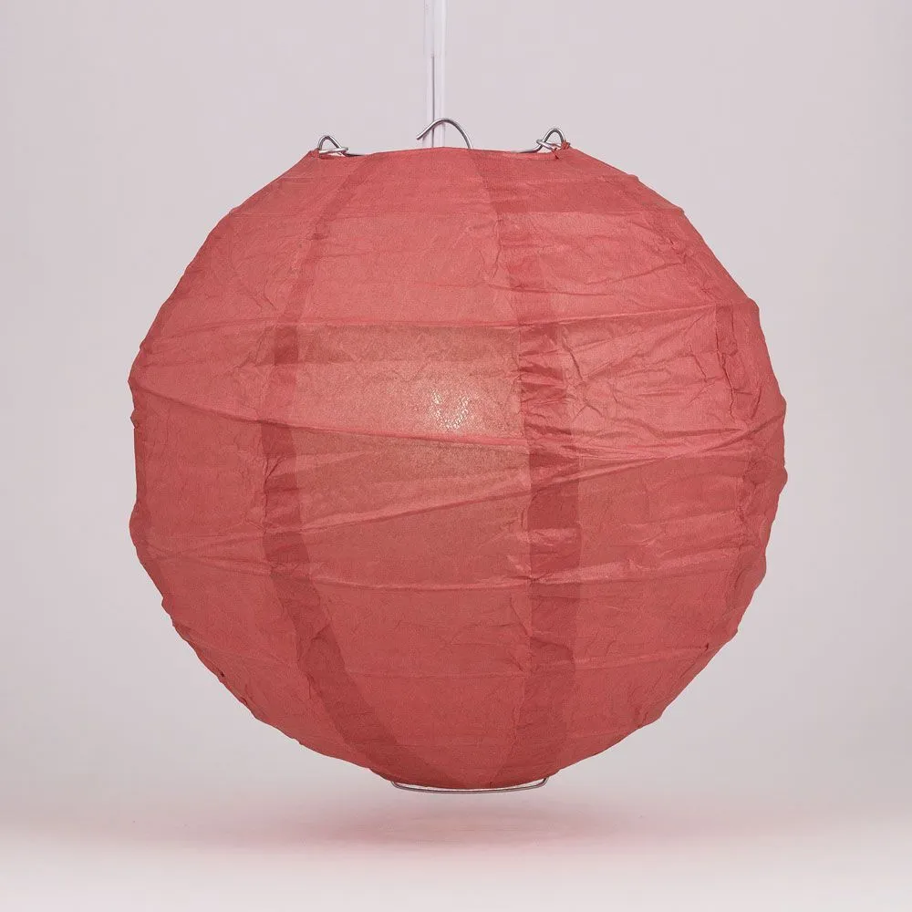 12" Marsala / Burgundy Wine Round Paper Lantern, Crisscross Ribbing, Chinese Hanging Wedding & Party Decoration