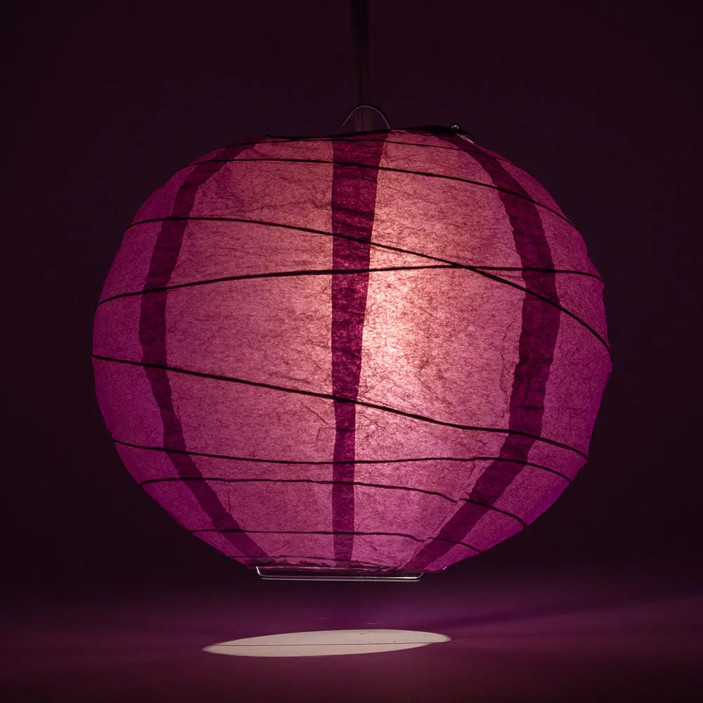 12" Violet / Orchid Round Paper Lantern, Crisscross Ribbing, Chinese Hanging Wedding & Party Decoration