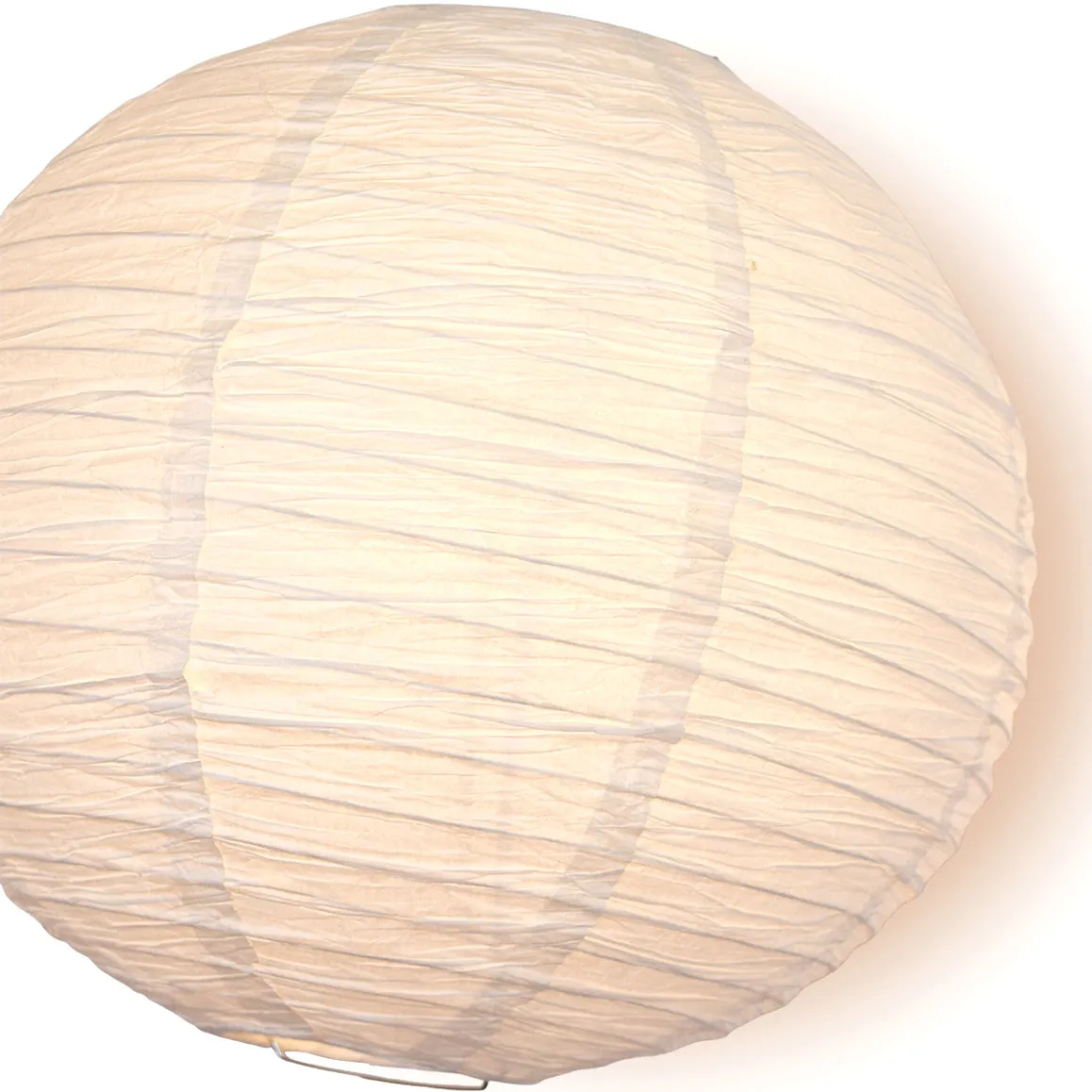 12" White Round Crepe Paper Lantern, Even Ribbing, Chinese Hanging Wedding & Party Decoration