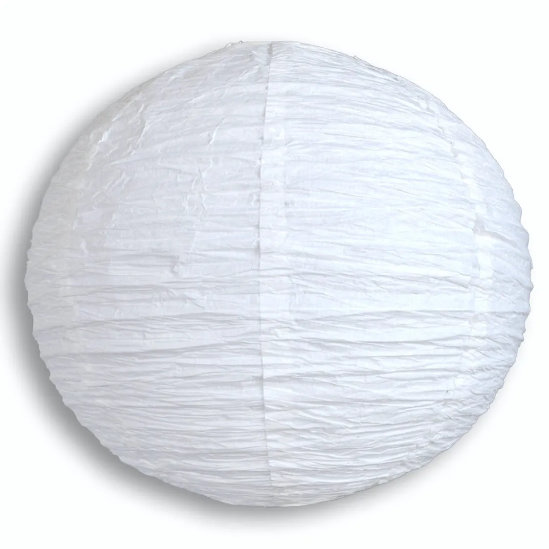 12" White Round Crepe Paper Lantern, Even Ribbing, Chinese Hanging Wedding & Party Decoration