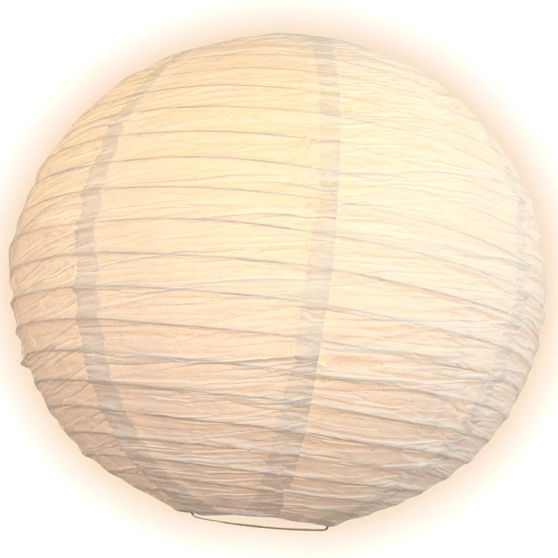 12" White Round Crepe Paper Lantern, Even Ribbing, Chinese Hanging Wedding & Party Decoration