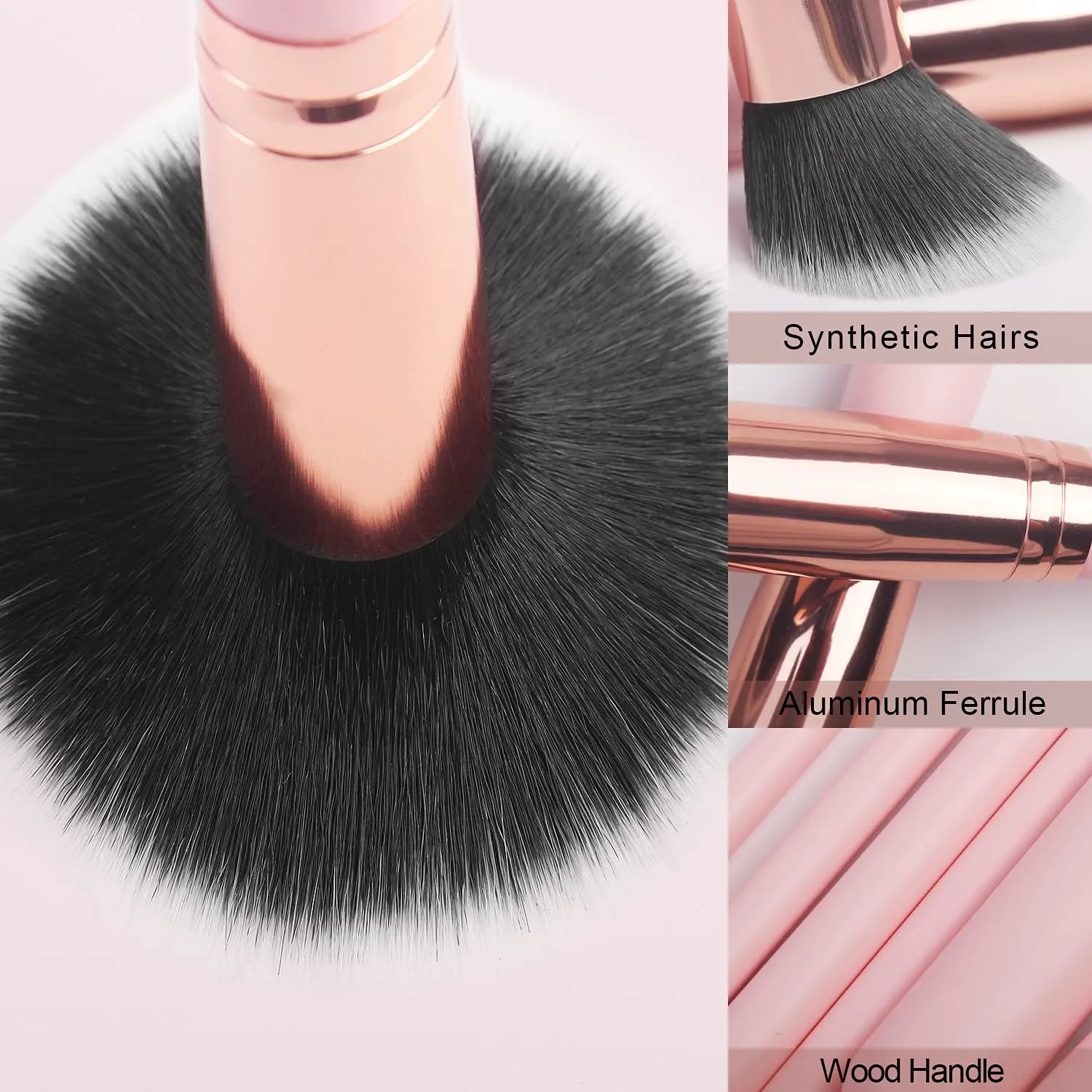 16Pcs Makeup Brushes Set with 1 Eyebrow Razor Premium Synthetic Foundation Brushes