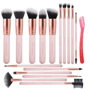 16Pcs Makeup Brushes Set with 1 Eyebrow Razor Premium Synthetic Foundation Brushes