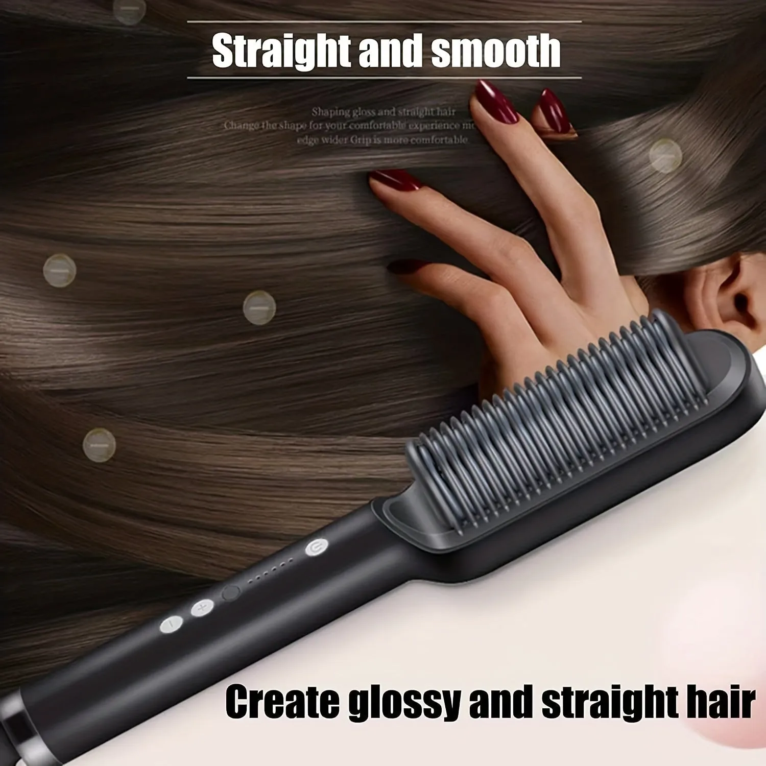 2-in-1 Electric Hair Straightener Brush Hot Comb Adjustment Heat Styling Curler Anti-Scald Comb, 2-in-1 Styling Tool For Long-Lasting Curls And Straight Hair