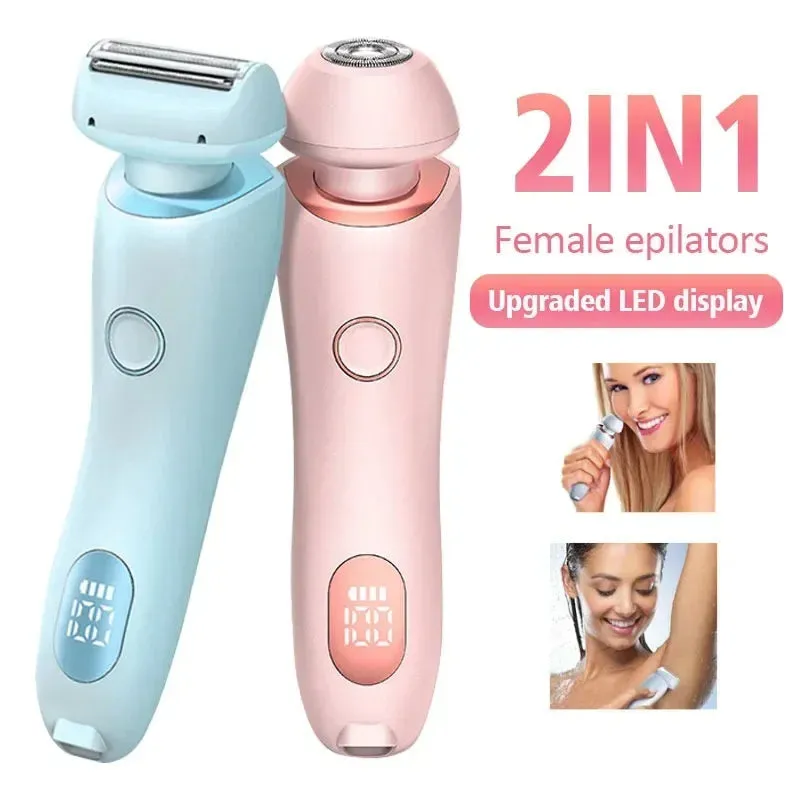 2-in-1 USB Rechargeable Hair Removal Epilator & Trimmer Face, Body, Bikini Shaver for Women