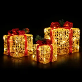 3-Pieces Christmas Lights Gift Box Set Set 48 LED Decorations