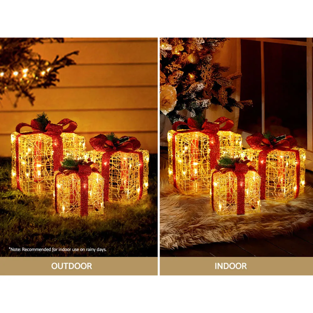 3-Pieces Christmas Lights Gift Box Set Set 48 LED Decorations