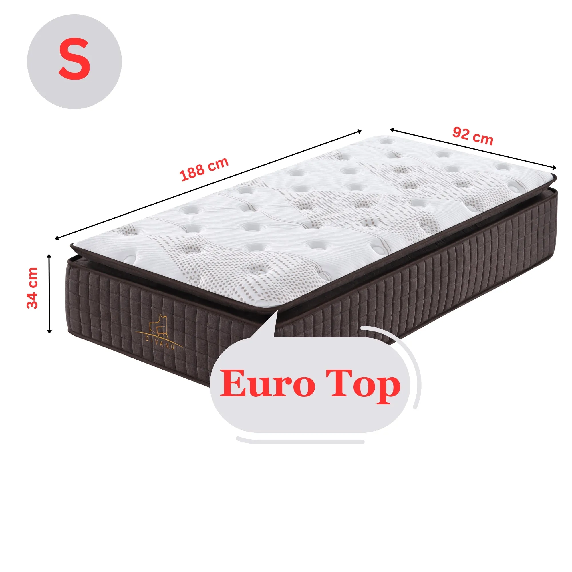 7 Zones Pocket Spring Medium Feel Mattress, 34cm Thickness