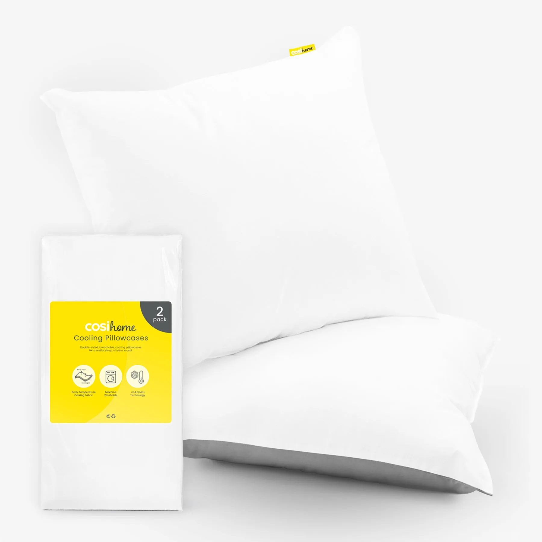 80 x 50 cm White Cooling Pillow Case - 2 Pack