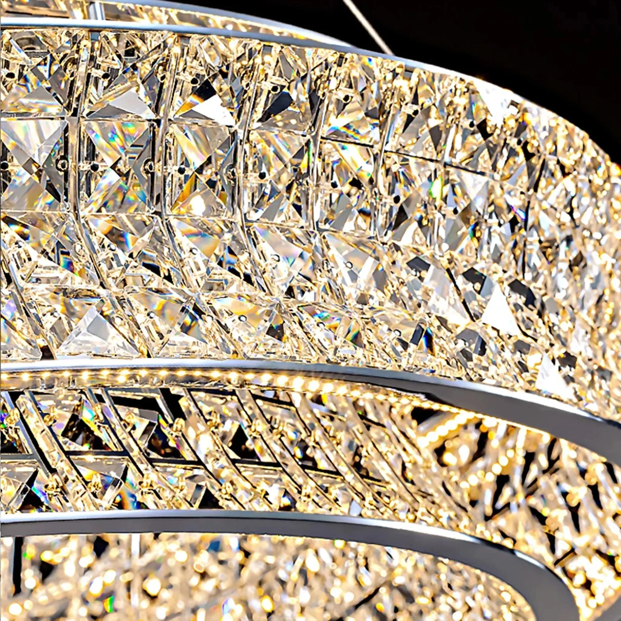 Albano Vercellese | Chic Chrome/Gold Creative Round Crystal Chandelier