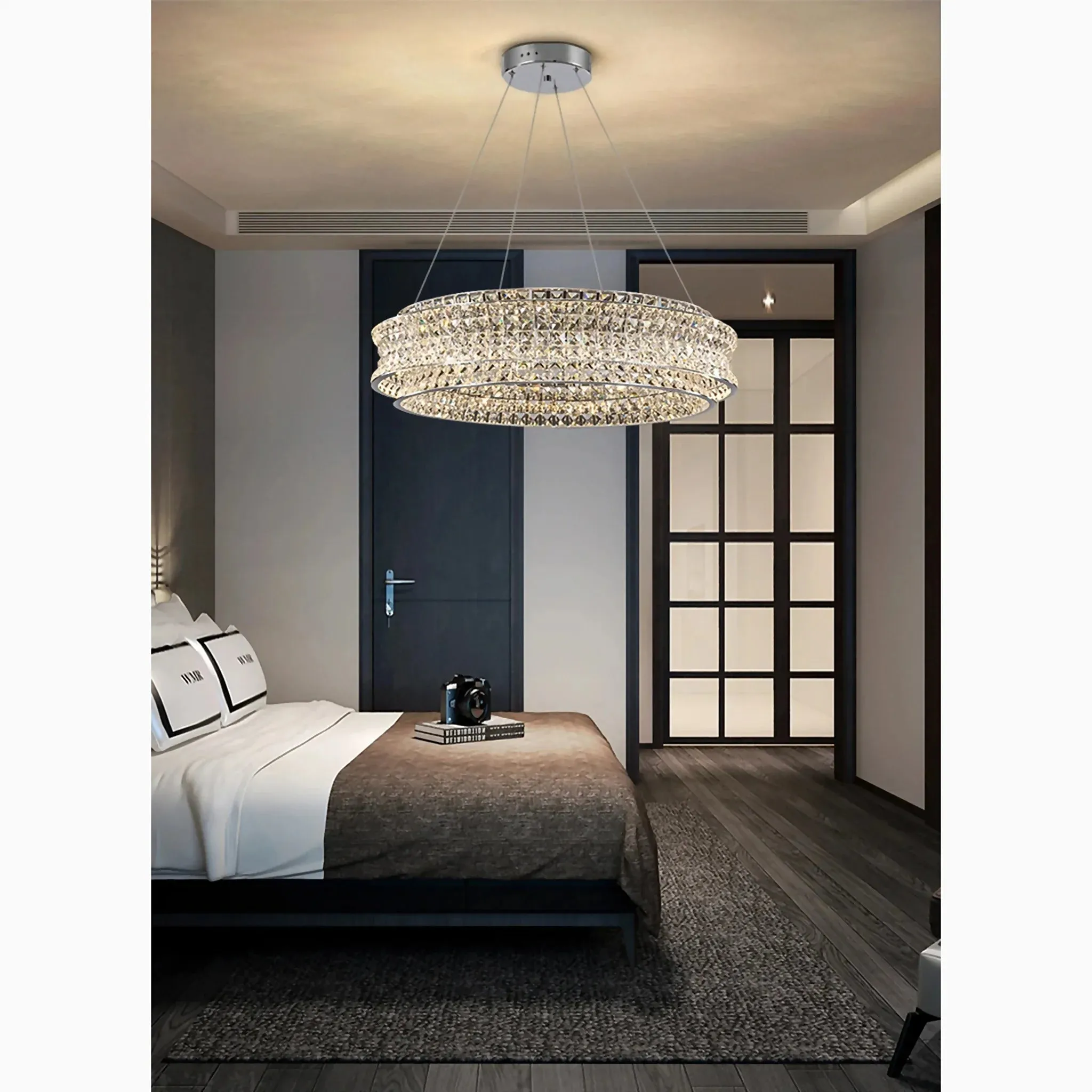 Albano Vercellese | Chic Chrome/Gold Creative Round Crystal Chandelier