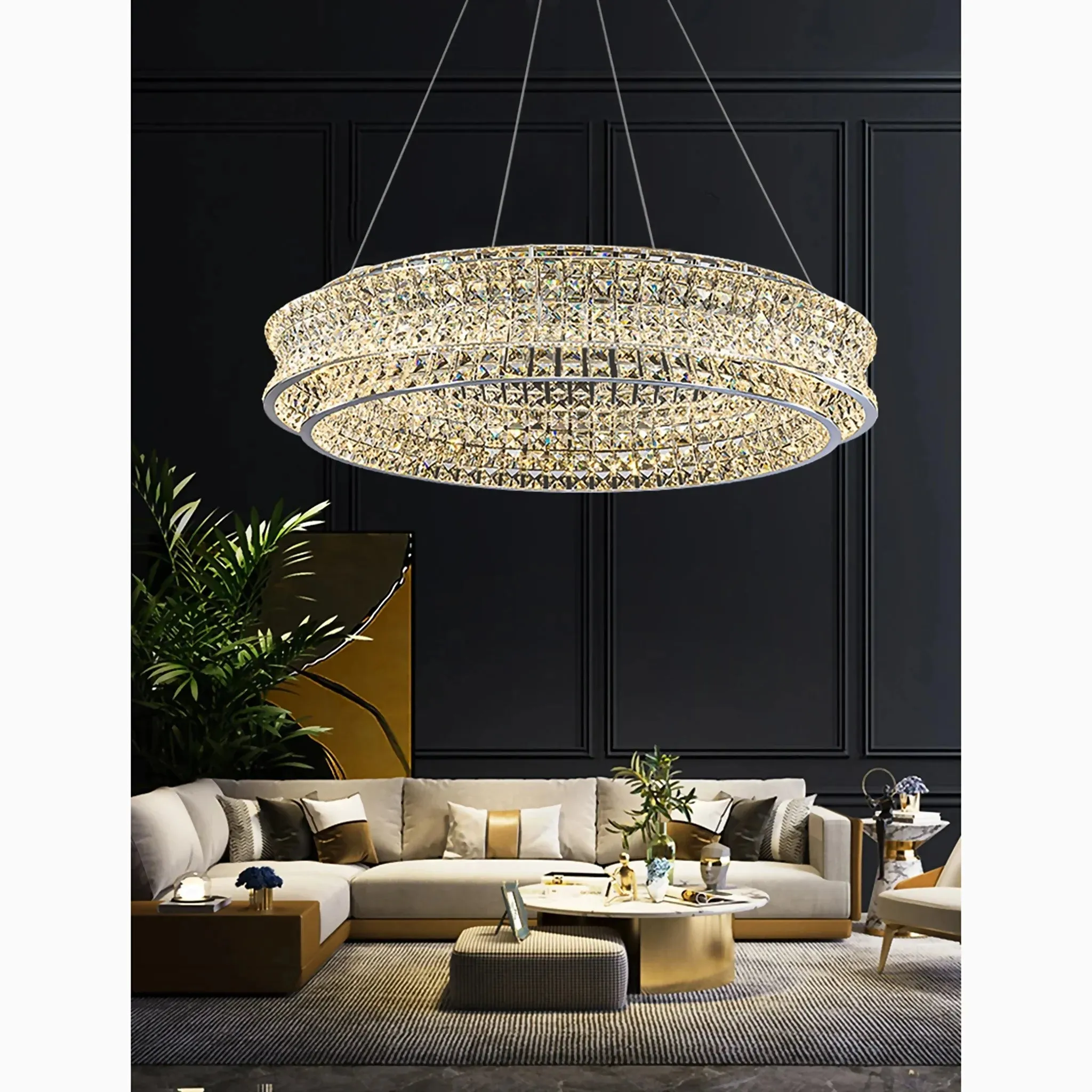 Albano Vercellese | Chic Chrome/Gold Creative Round Crystal Chandelier