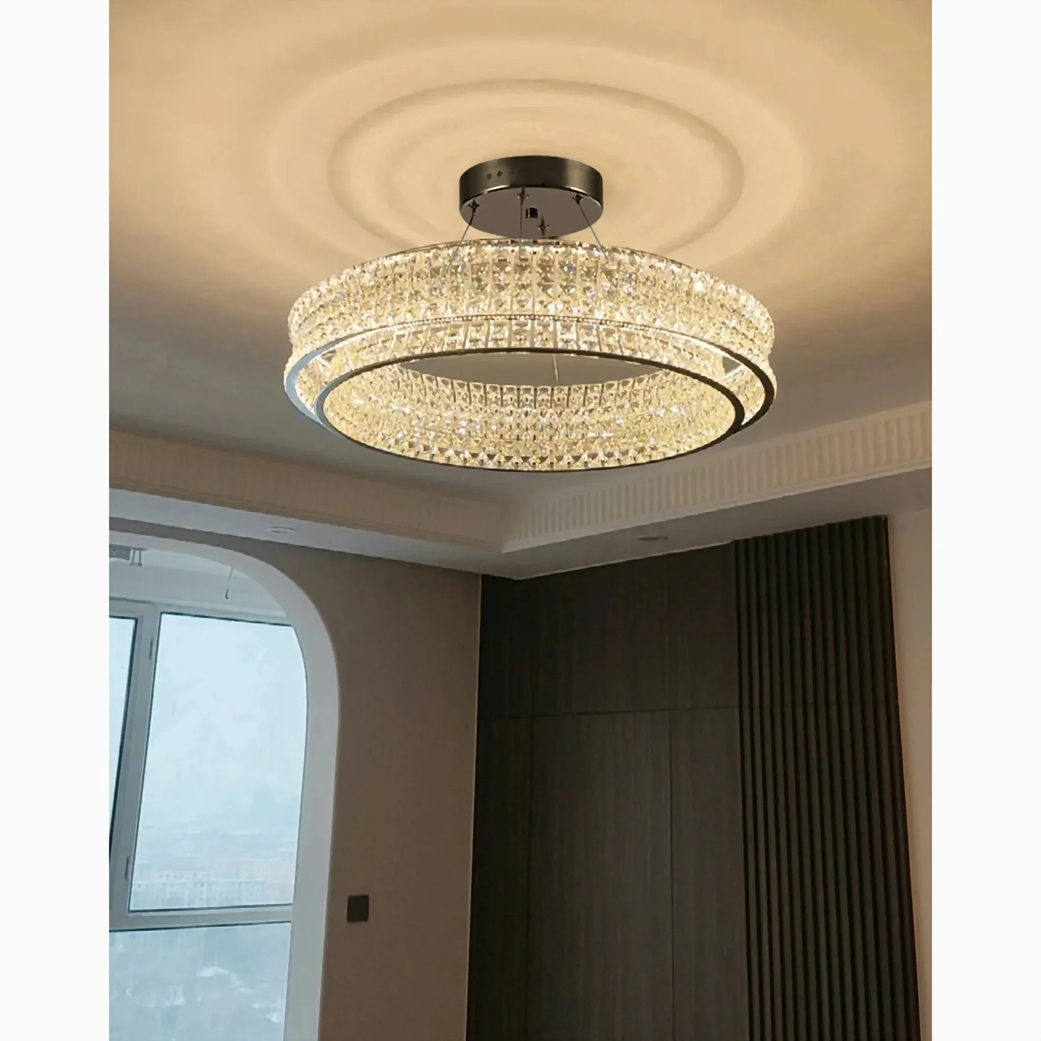 Albano Vercellese | Chic Chrome/Gold Creative Round Crystal Chandelier