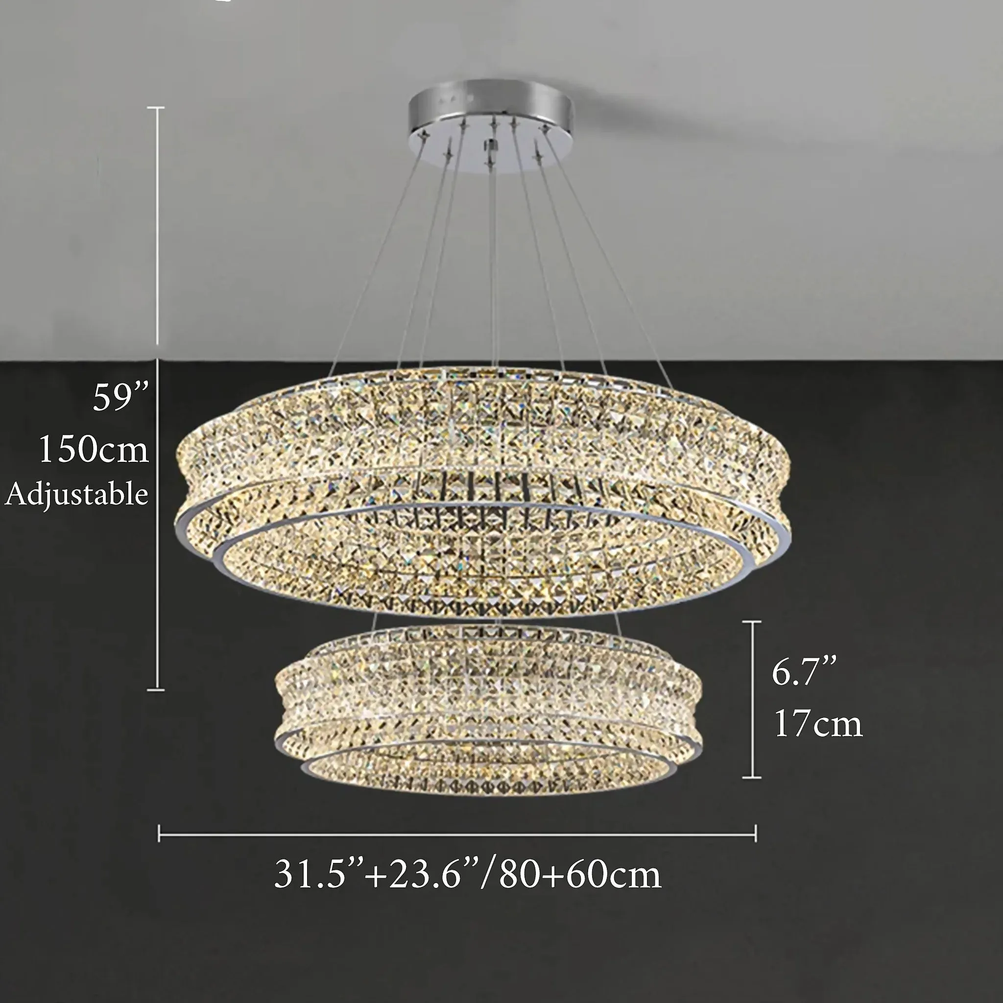 Albano Vercellese | Chic Chrome/Gold Creative Round Crystal Chandelier