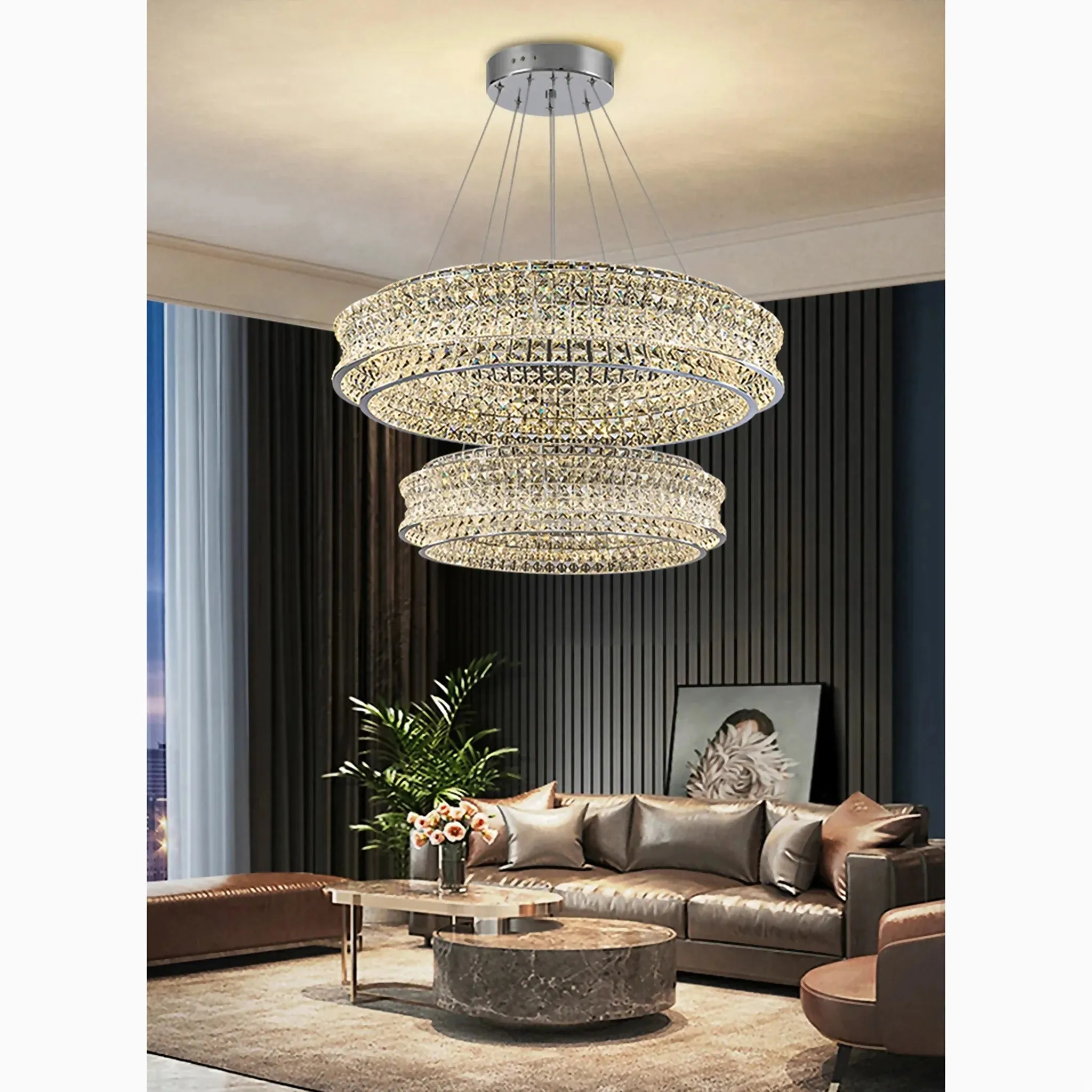 Albano Vercellese | Chic Chrome/Gold Creative Round Crystal Chandelier