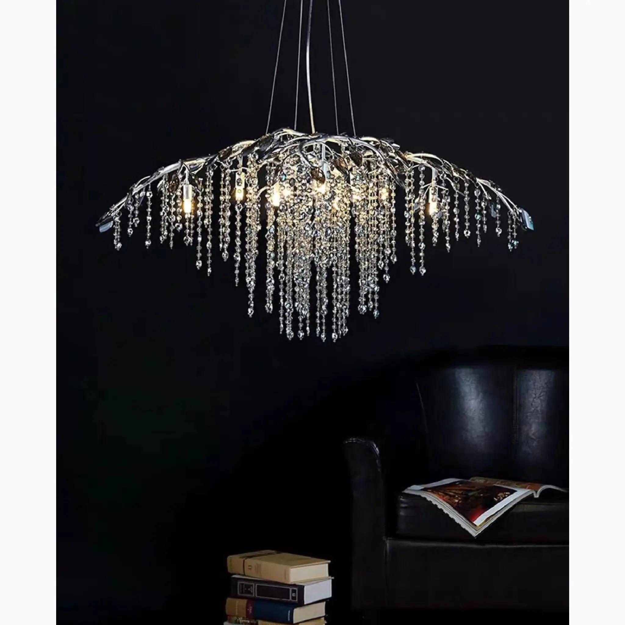 Alfiano Natta | Luxury Gold/Chrome Vintage Crystal Hanging Lamp For Living Room