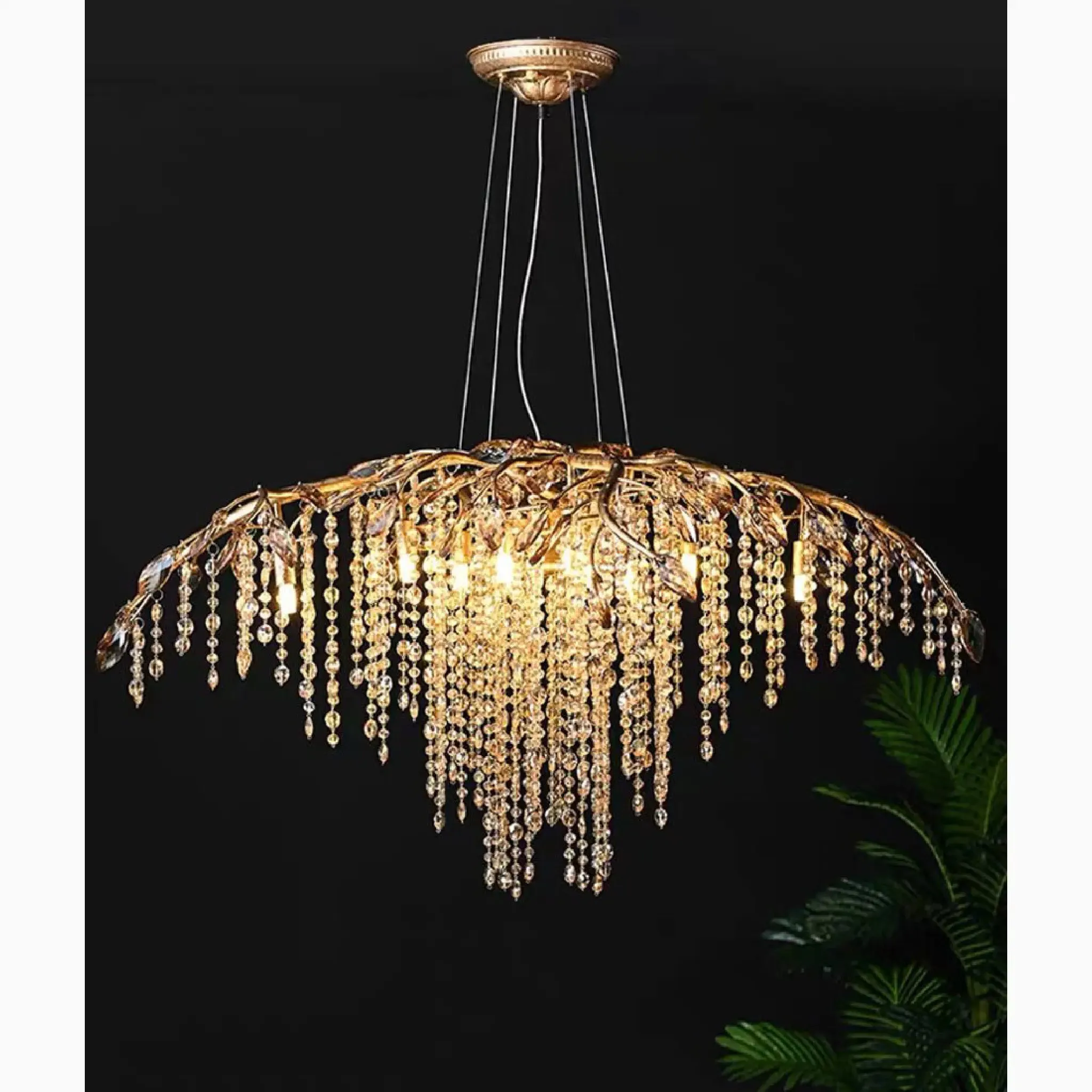 Alfiano Natta | Luxury Gold/Chrome Vintage Crystal Hanging Lamp For Living Room