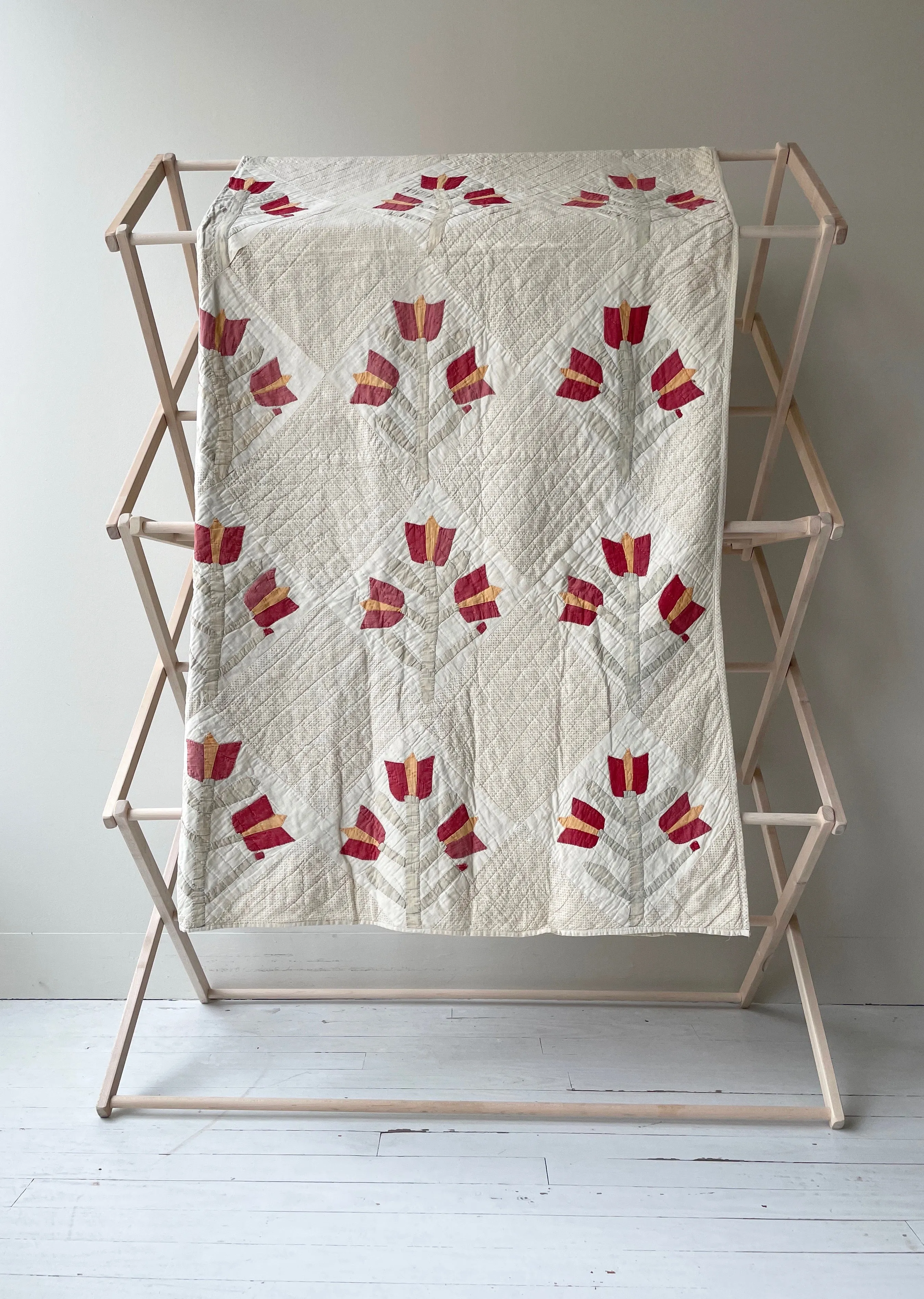 Antique Primitive Tulip Applique Quilt