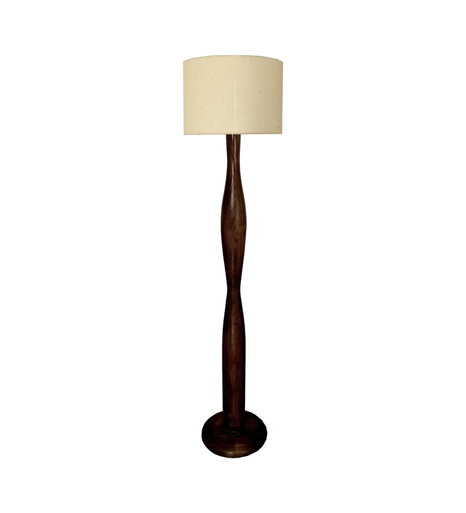 Aristro Wooden Floor Lamp with Brown Base and Jute Fabric Lampshade