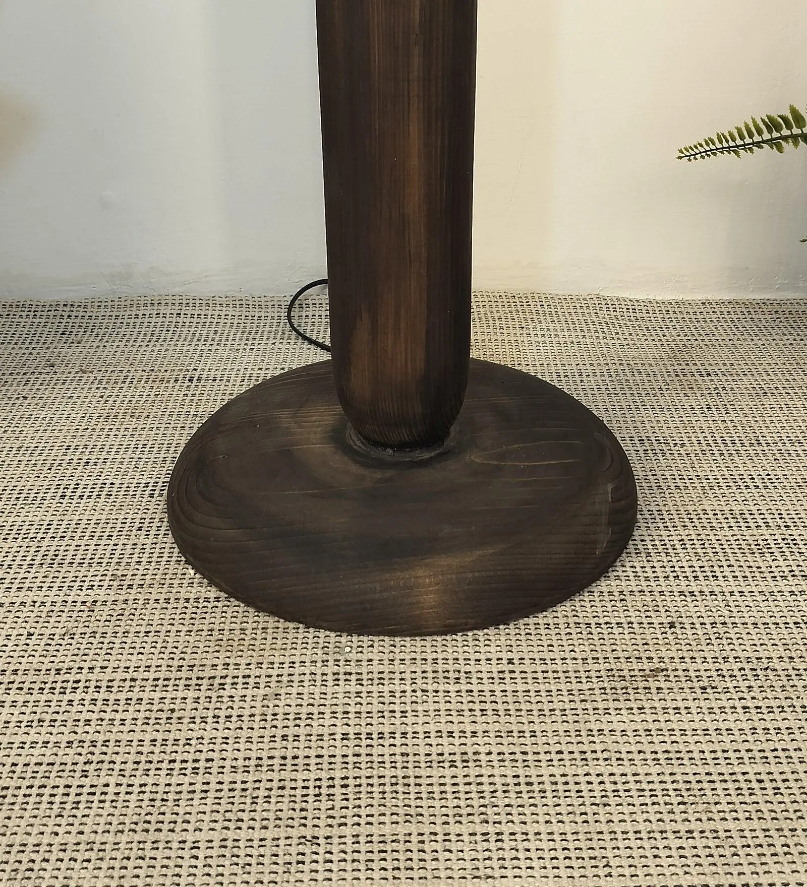 Aristro Wooden Floor Lamp with Brown Base and Jute Fabric Lampshade