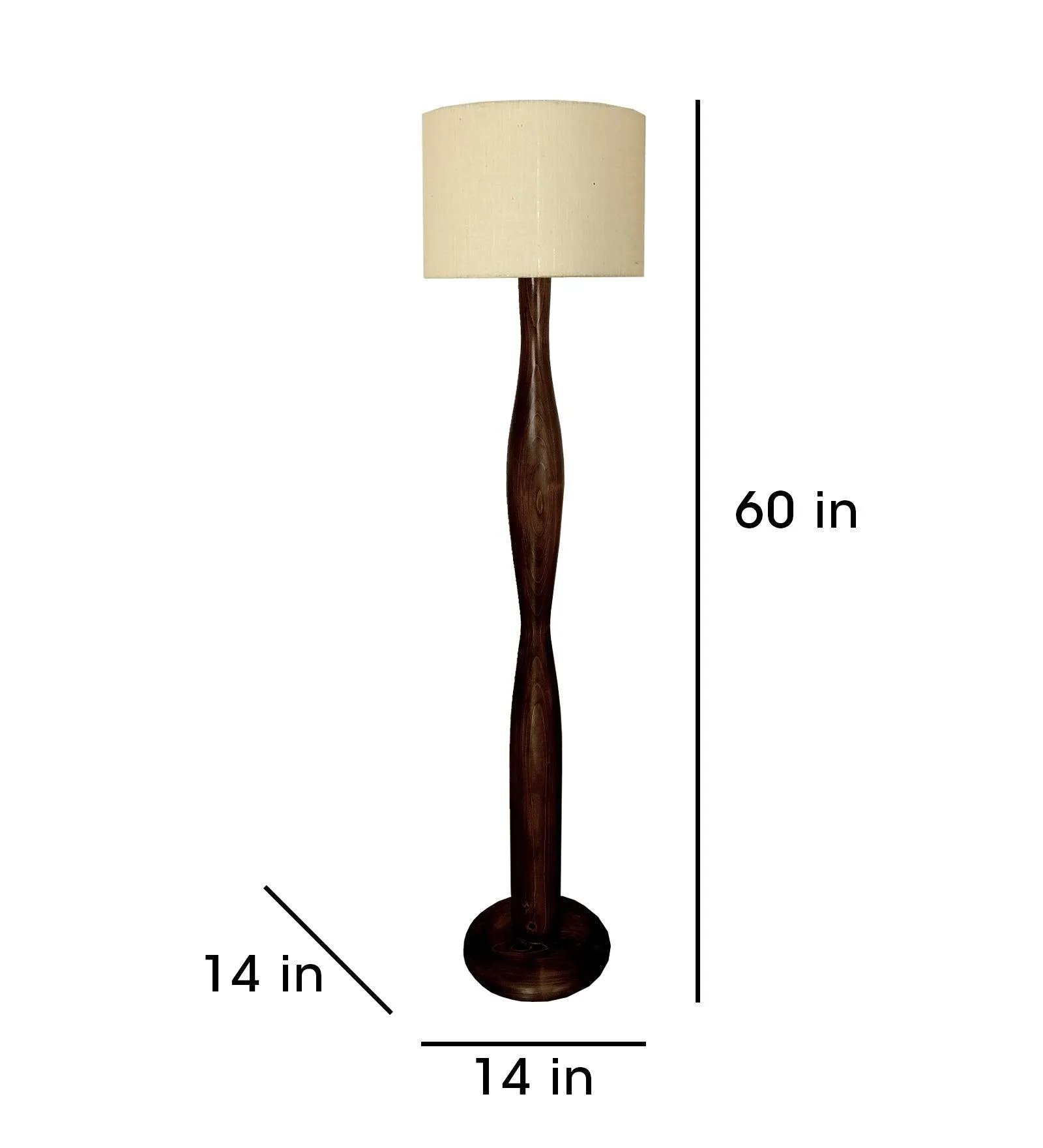 Aristro Wooden Floor Lamp with Brown Base and Jute Fabric Lampshade