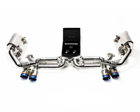 ARMYTRIX Stainless Steel Valvetronic Exhaust System Quad Titanium Blue Tips Porsche 991.2 Turbo