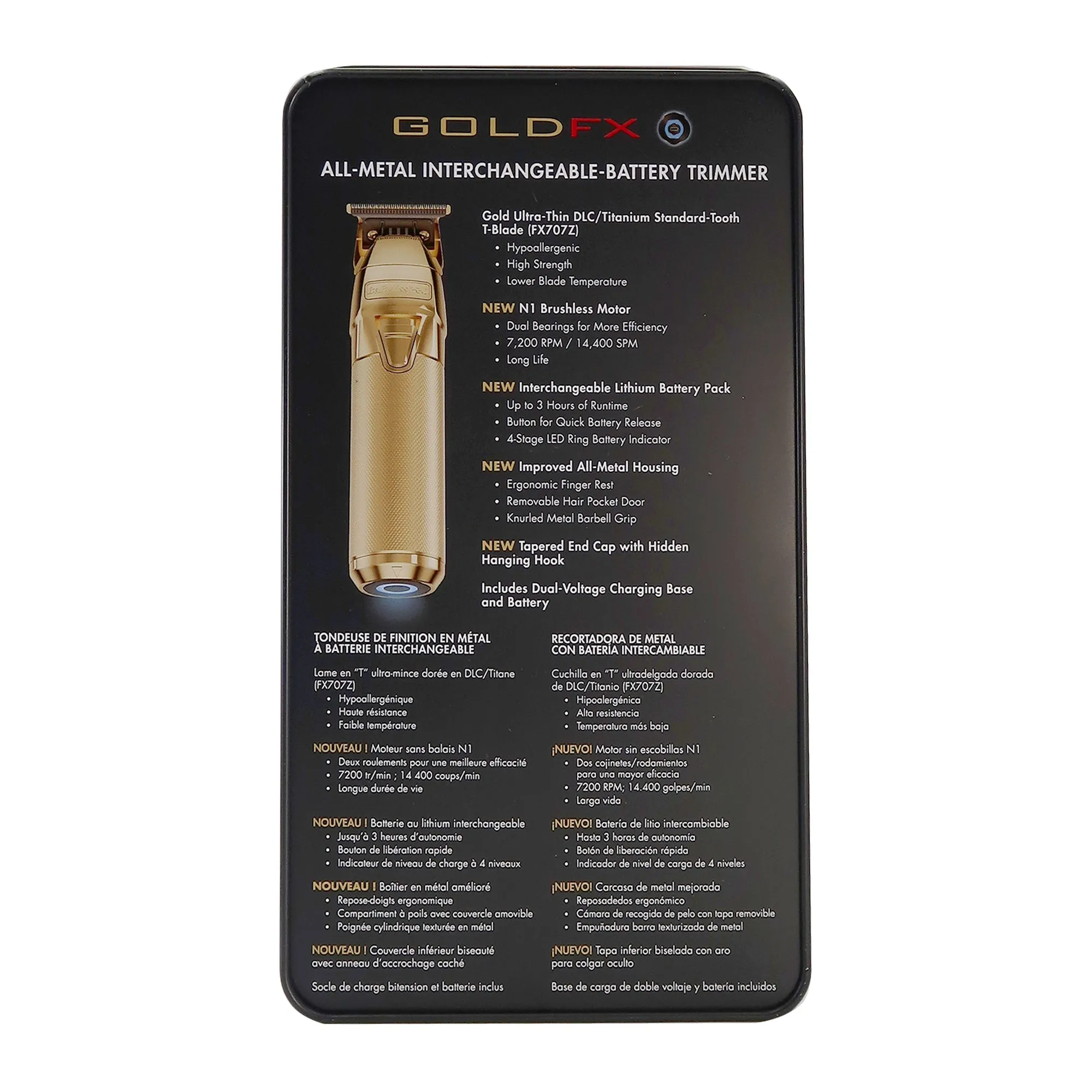 BaByliss Pro FXONE GOLDFX All-Metal Interchangeable-Battery Trimmer #FX799G