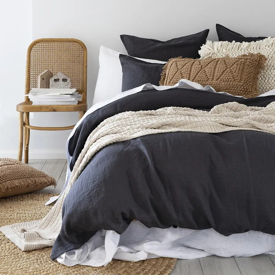 Bambury French Linen Quilt Cover Set - Charcoal