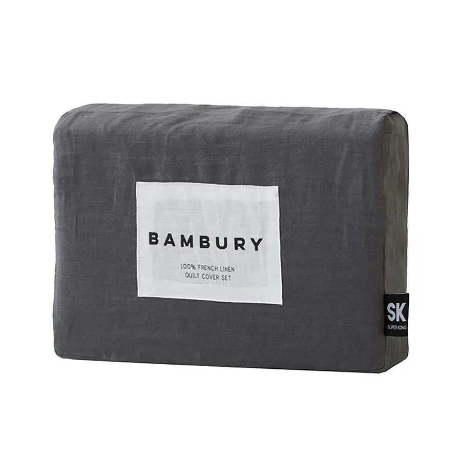 Bambury French Linen Quilt Cover Set - Charcoal