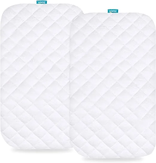 Bassinet Mattress Pad Cover - Fits ANGELBLISS 3 in 1 Rocking Bassinet, 2 Pack, Bamboo, Waterproof