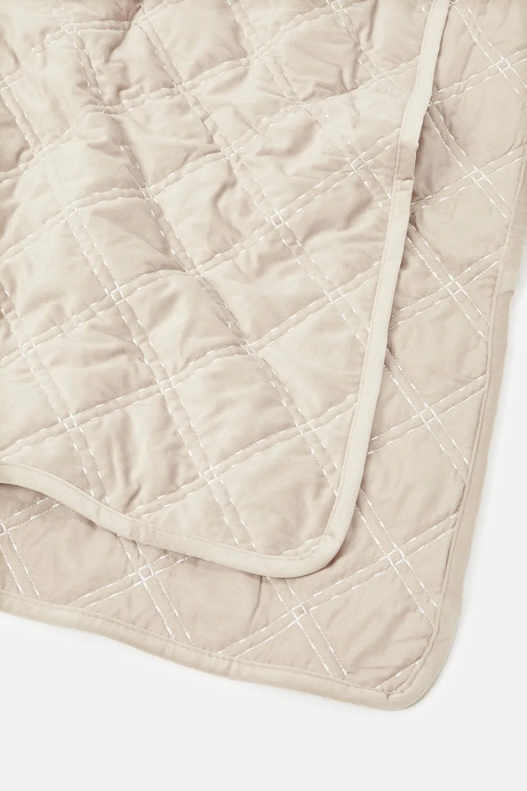 Beige Velvet 3-Piece Quilt (Double Size)