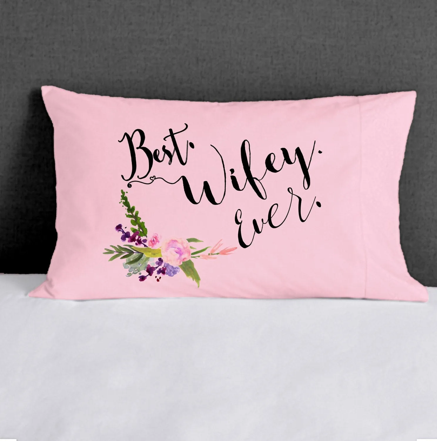 Best Wifey Ever Valentines Card on a Pillowcase  for her Couple Day Love Wife Bedroom Funny  Romantic Valentine's Day Pillow Gift Idea