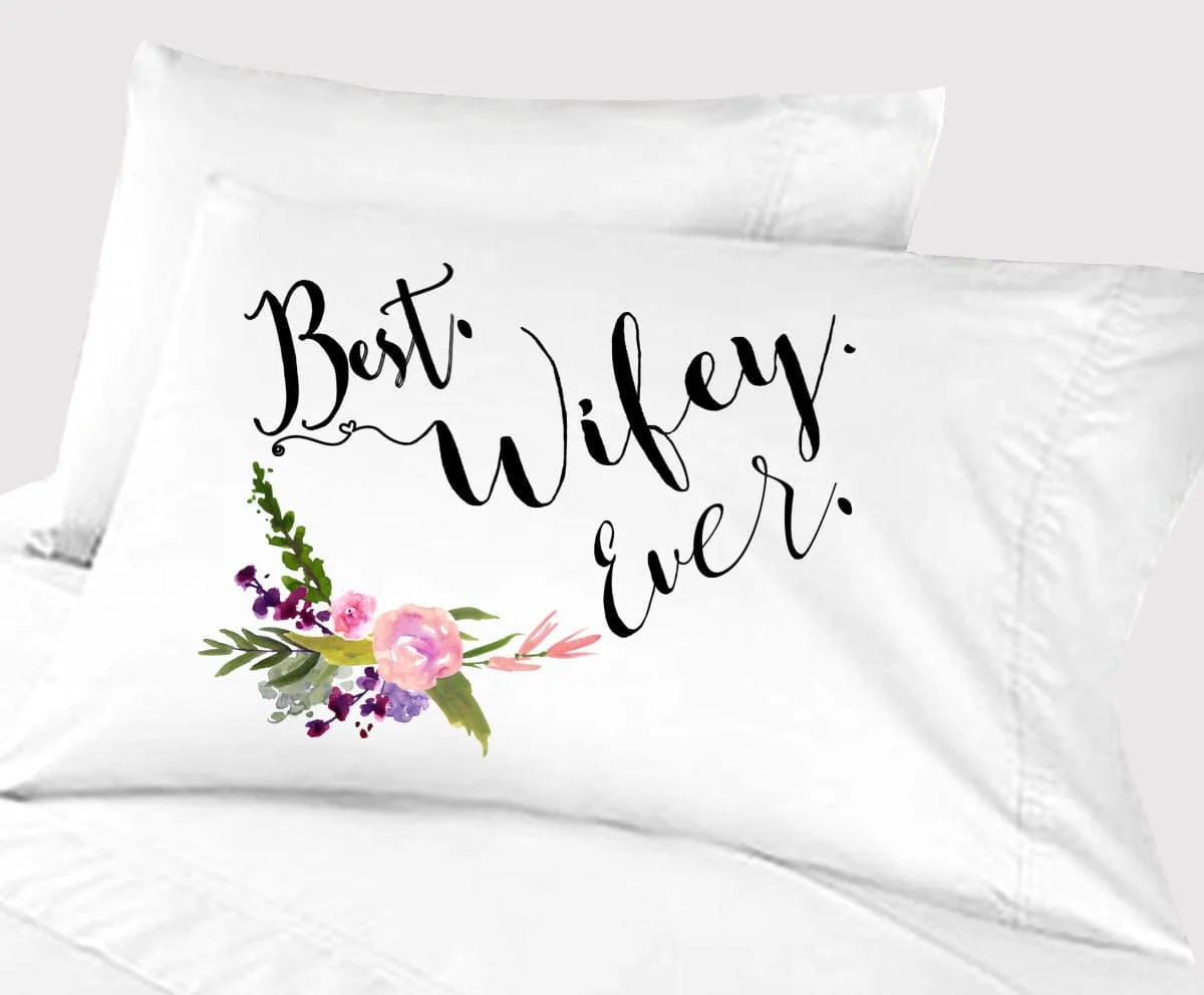 Best Wifey Ever Valentines Card on a Pillowcase  for her Couple Day Love Wife Bedroom Funny  Romantic Valentine's Day Pillow Gift Idea