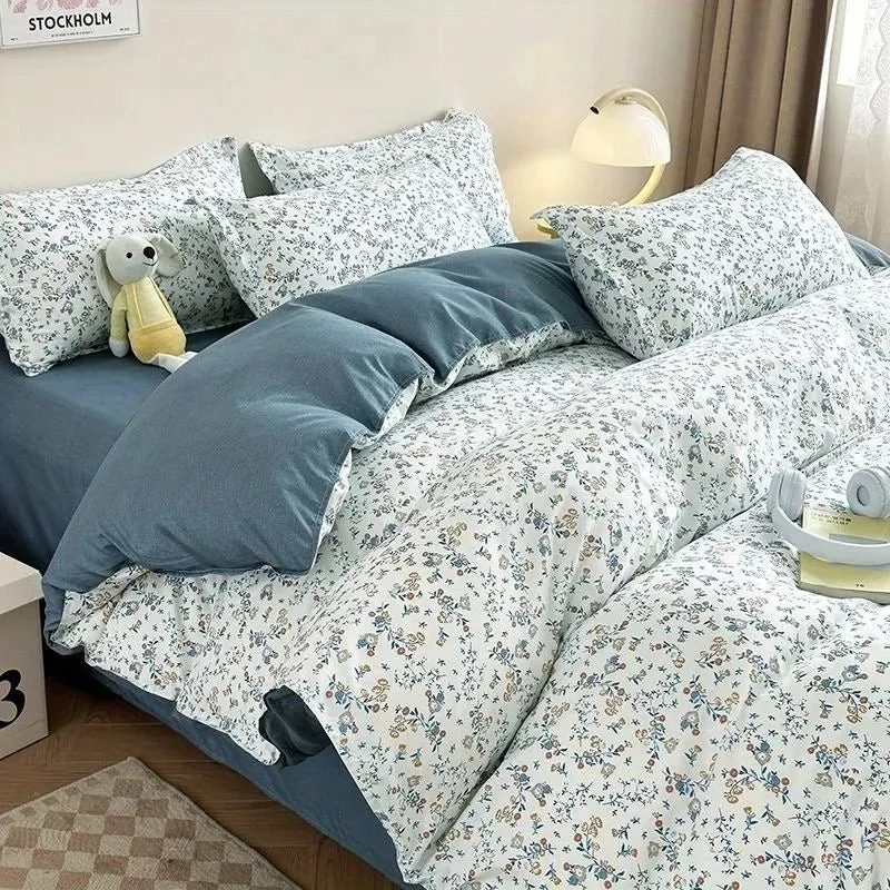 Blue Flower Duvet Cover Set