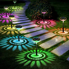 Bright Solar Pathway Lights 8 Pack,Color Changing Warm White LED Path Lights Outdoor,IP67 Waterproof, Solar Powered Garden Lights for Walkway Yard Backyard Lawn Landscape Decorative