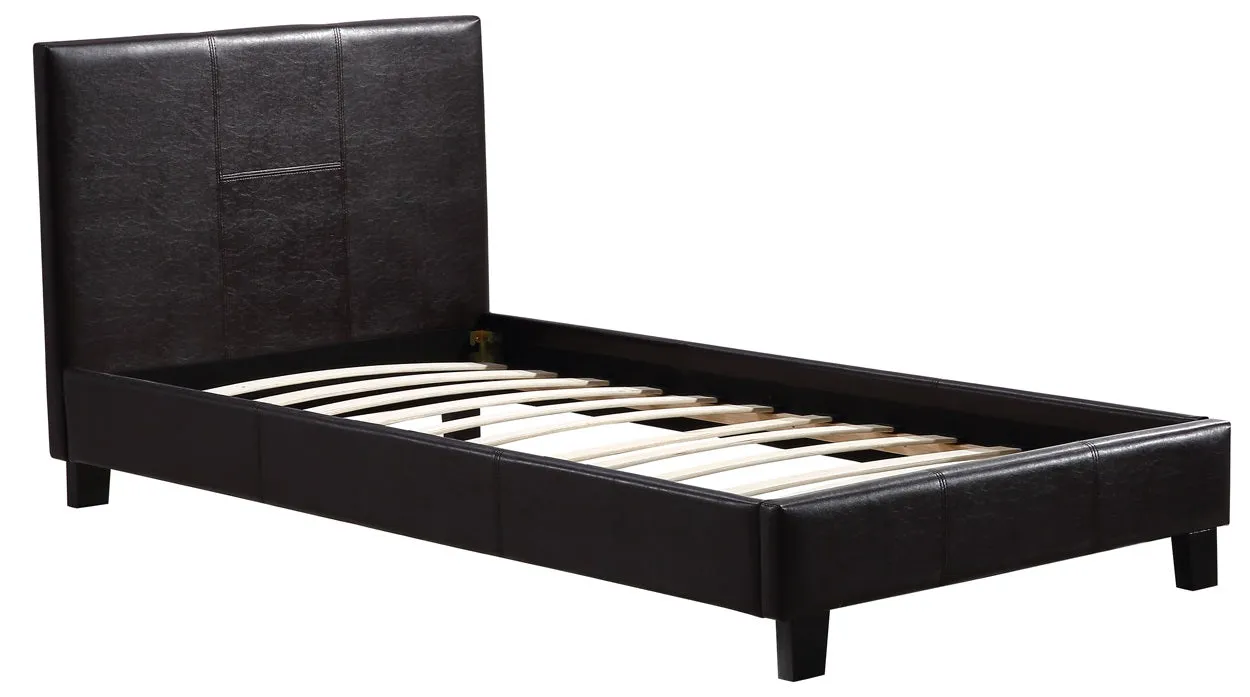 Brown PU Leather Single Bed Frame with Headboard - Palermo