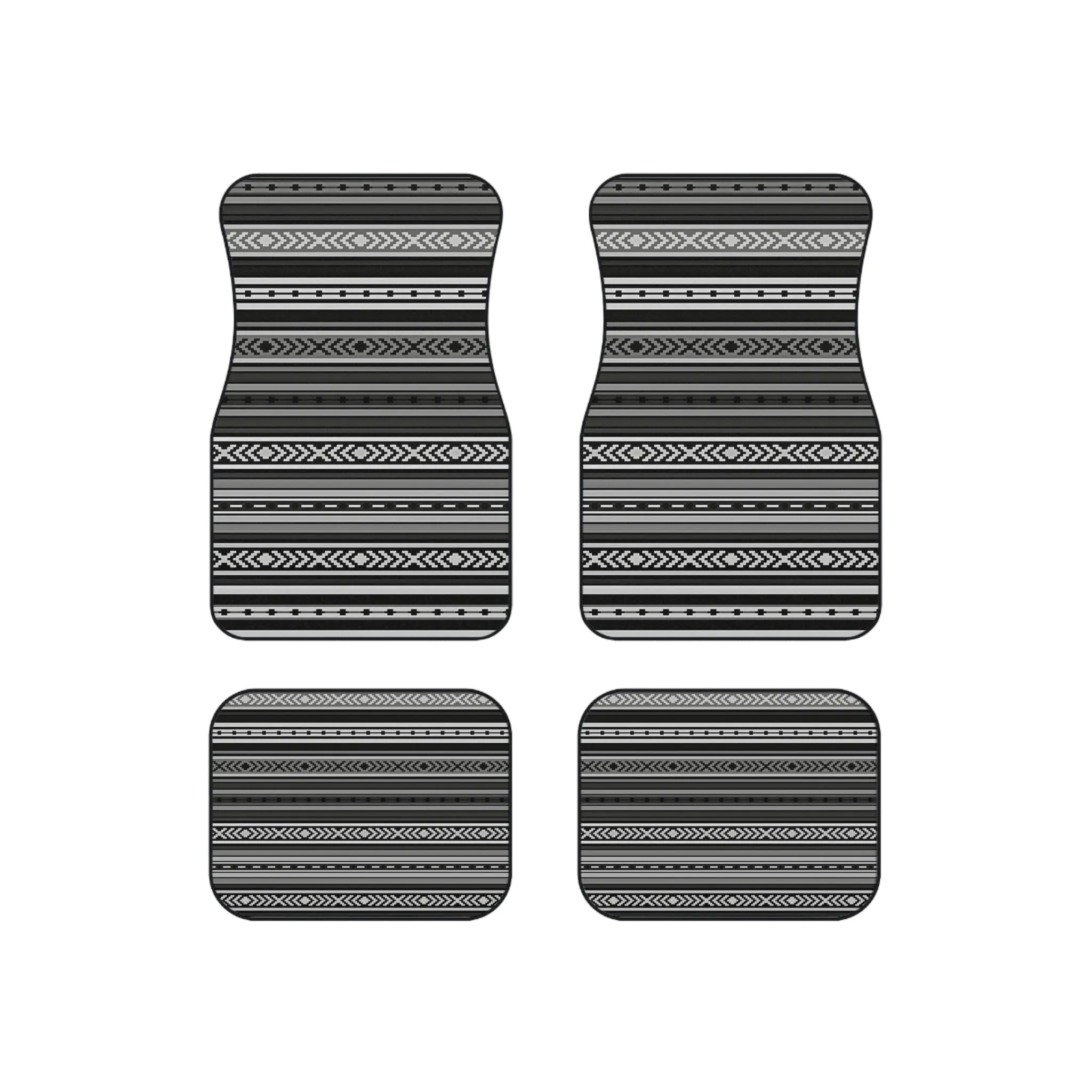 Car Mat Set of 4 Southwestern Gray Black Mats for Car for Front and Back Seat Rubber Car Floor Mats