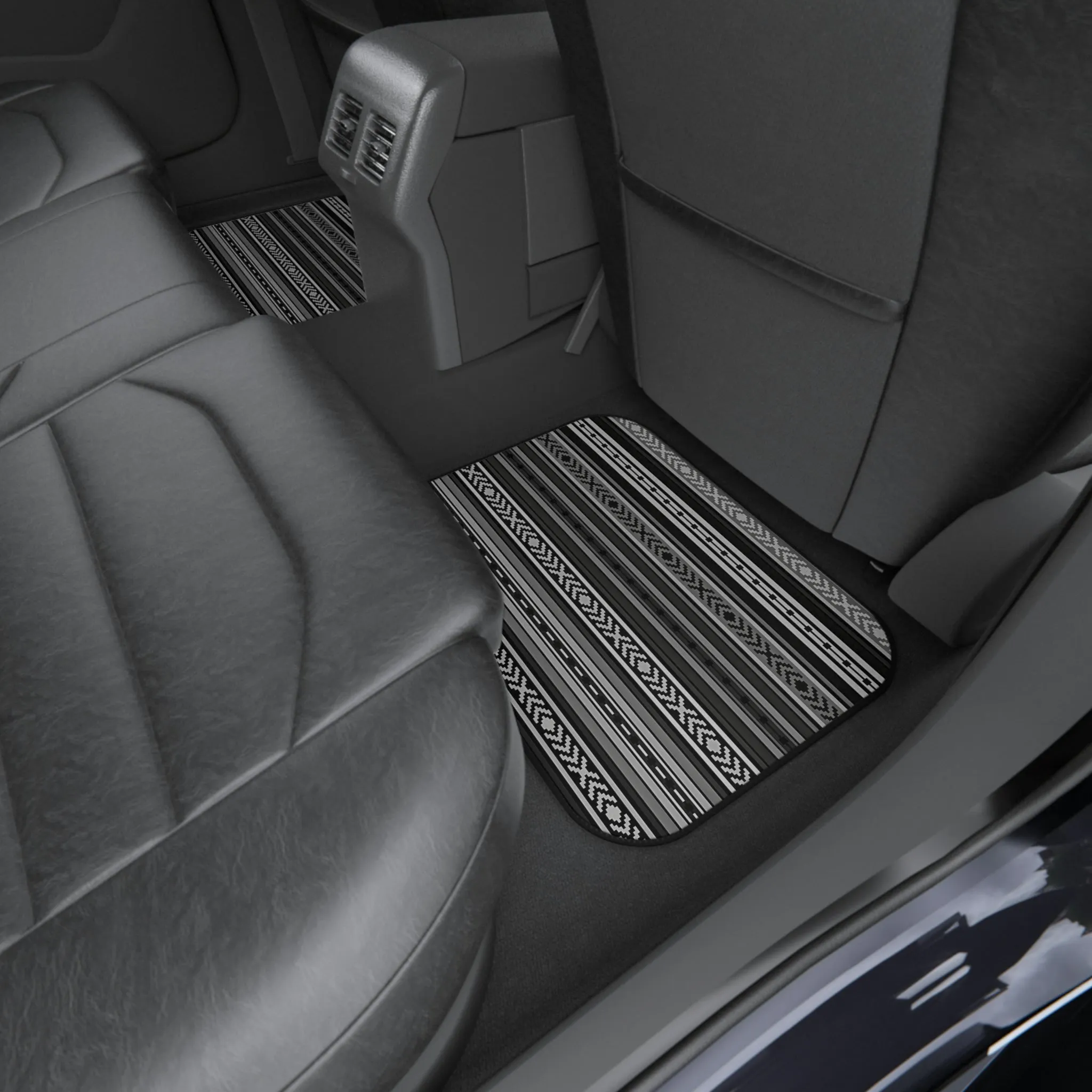 Car Mat Set of 4 Southwestern Gray Black Mats for Car for Front and Back Seat Rubber Car Floor Mats