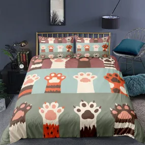 Cartoon Animal Kitten 3D Digital Printing Three-piece Duvet Cover Sheet Set