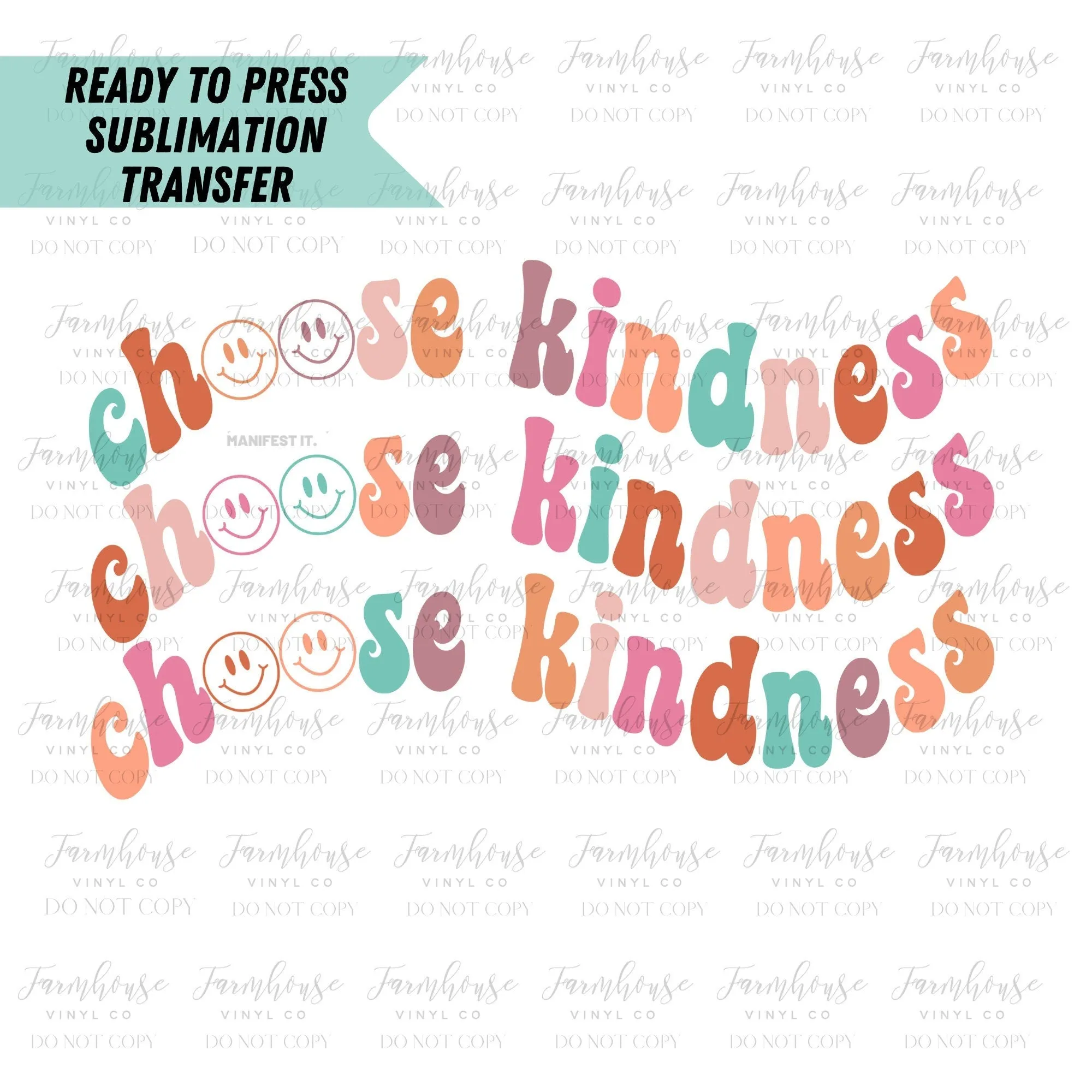 Choose Kindness Retro, Ready to Press Sublimation Transfer, Sublimation Transfers, Heat Transfer, Wavy Retro Font, Positivity Design