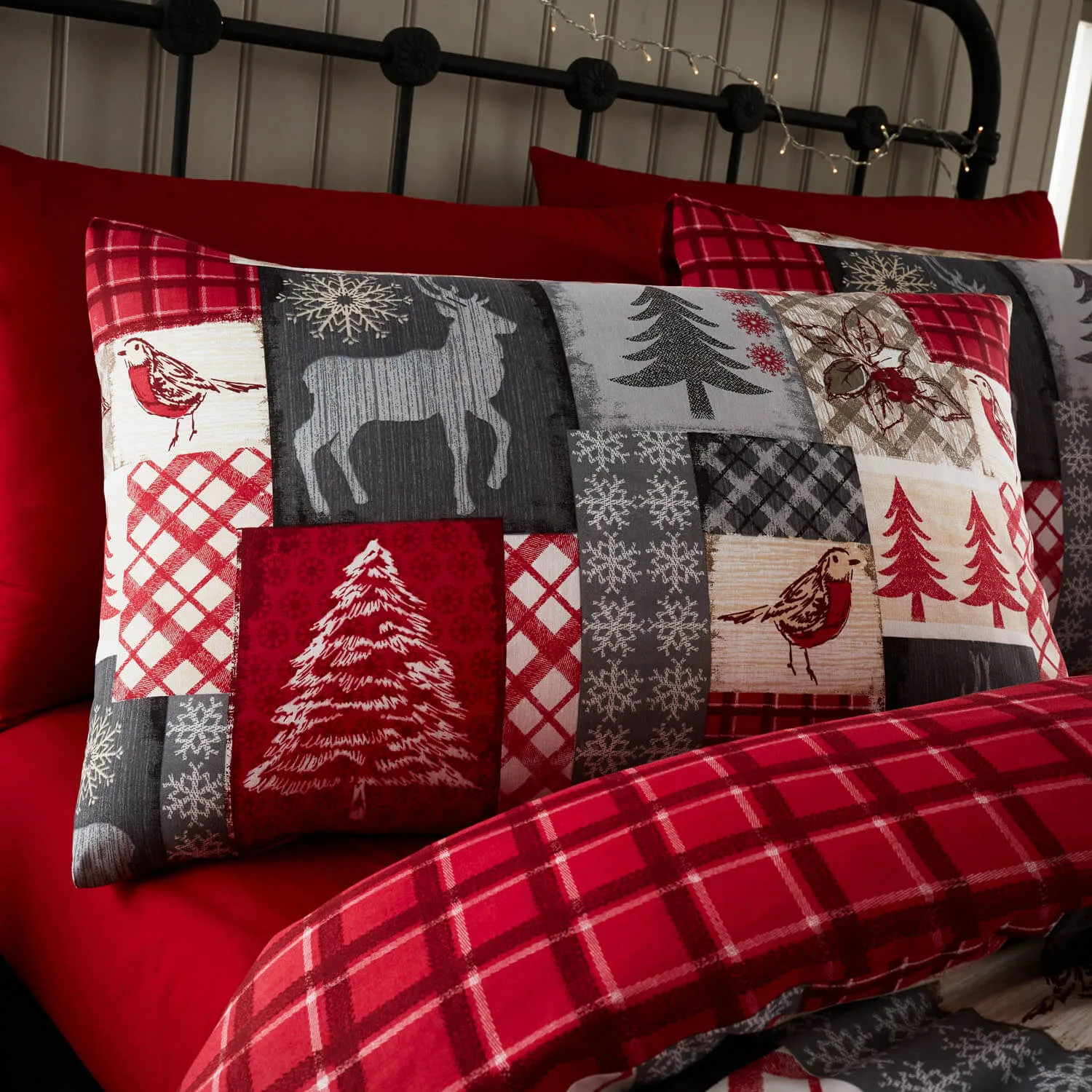 Christmas Patchwork Flannel Pillowcase (Pair)