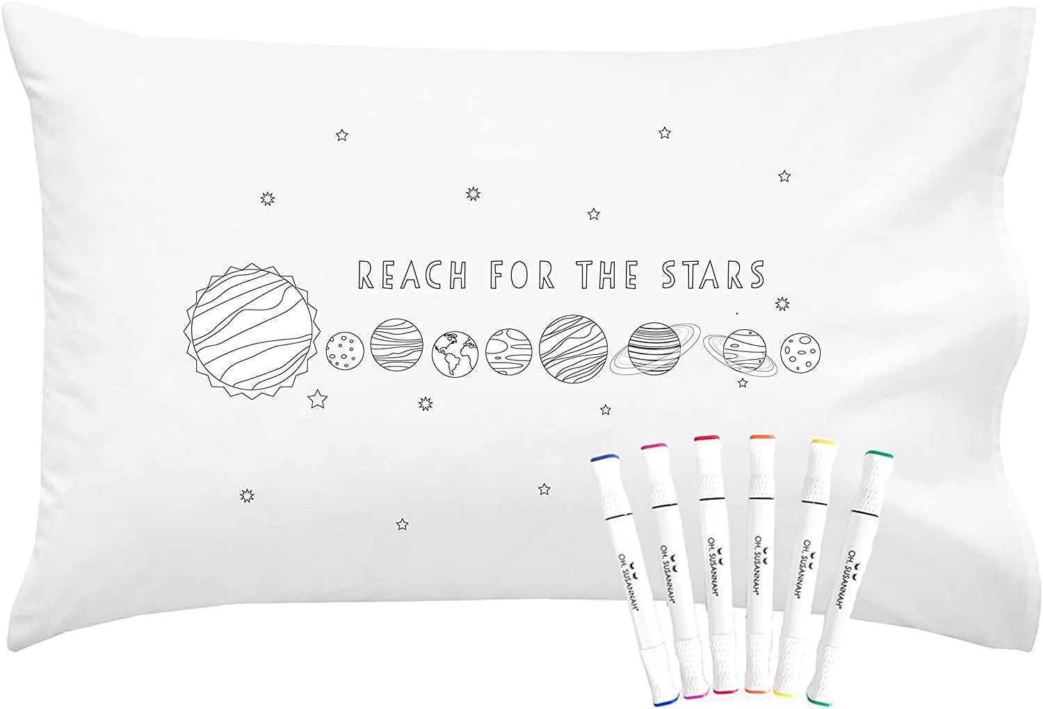 Colorable Reach For The Stars Pillowcase With Markers